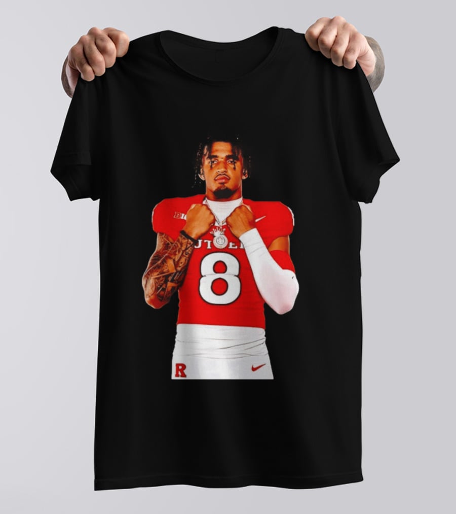 KJ Duff Rutgers Scarlet Knights Football Number 8 NCAA Moment T-Shirt
