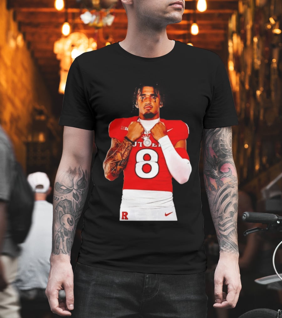 KJ Duff Rutgers Scarlet Knights Football Number 8 NCAA Moment T-Shirt