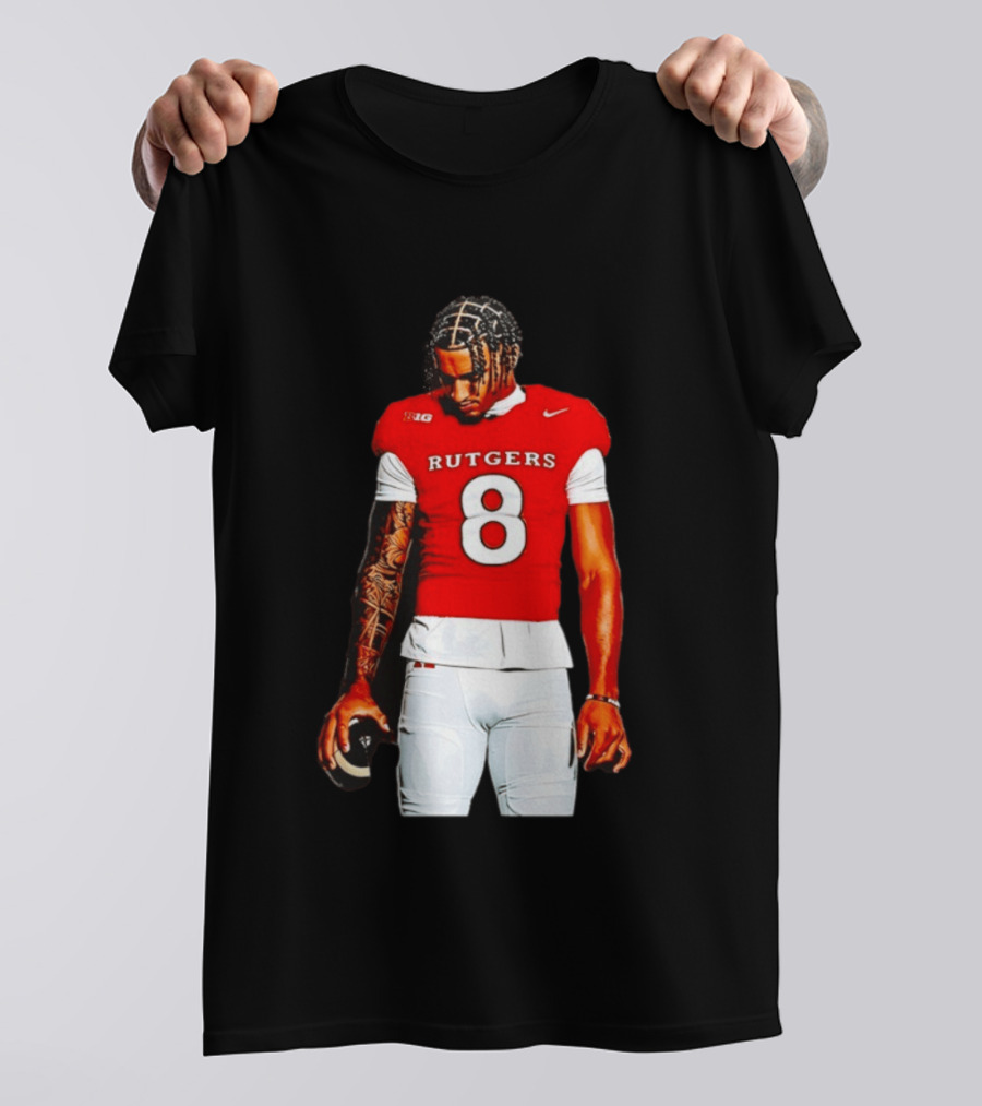 KJ Duff Number 8 Rutgers Scarlet Knights NCAA Football Player Nike Jersey T-Shirt