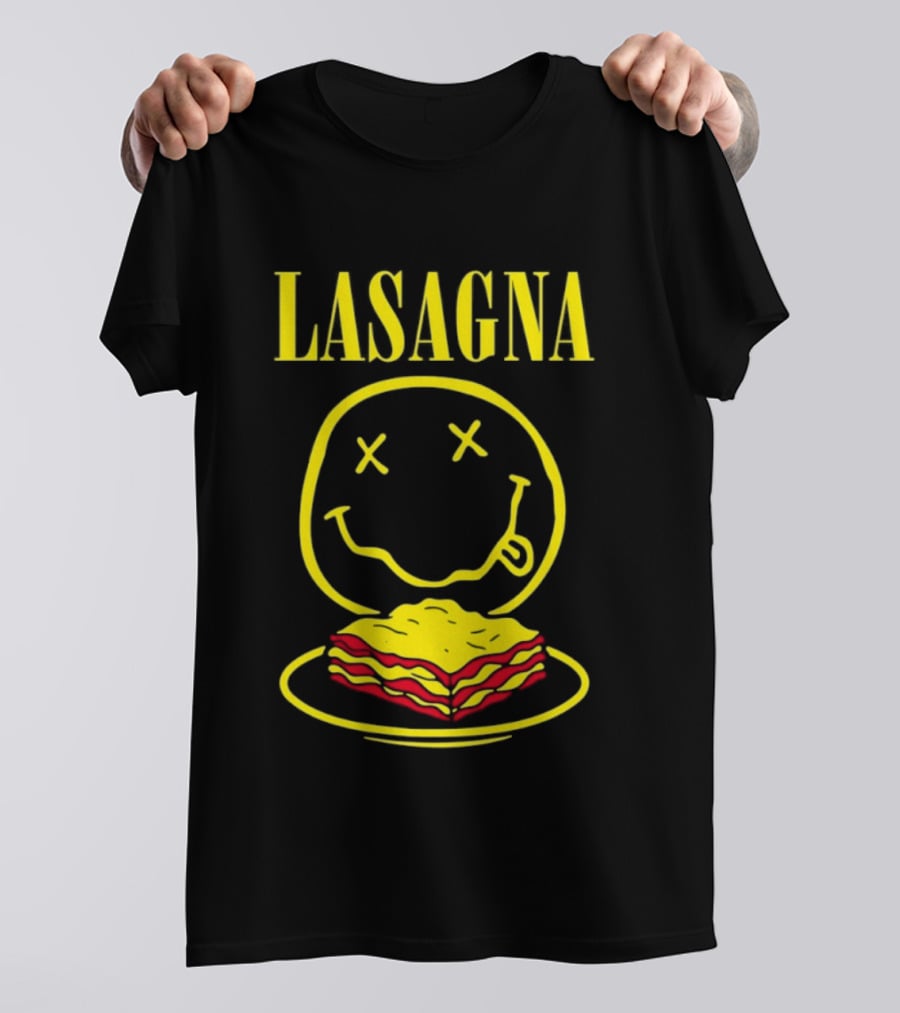 Lasagna Smiley Face Grunge Band Nirvana T-Shirt