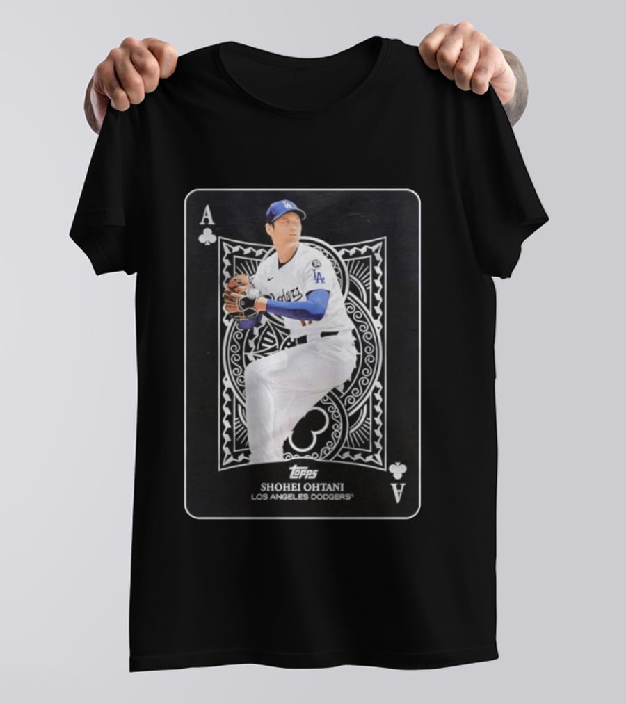 Los Angeles Dodgers Shohei Ohtani Topps Ace Of Clubs T-Shirt