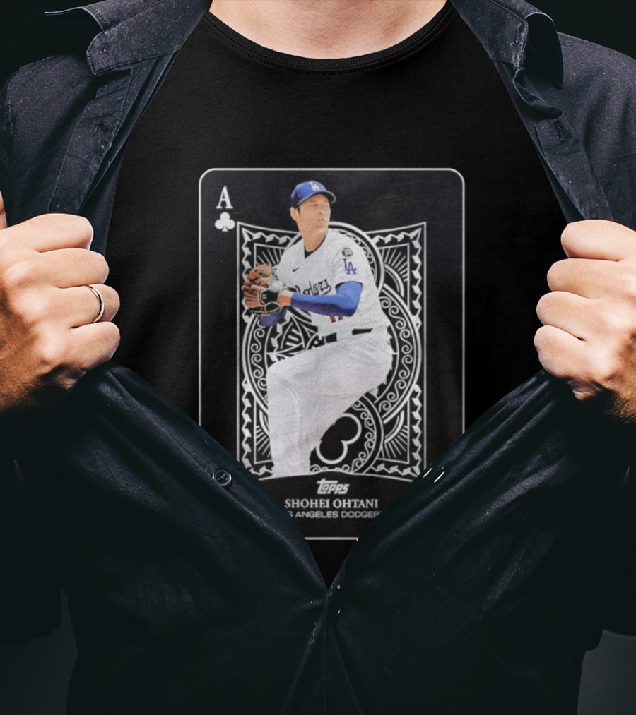 Los Angeles Dodgers Shohei Ohtani Topps Ace Of Clubs T-Shirt