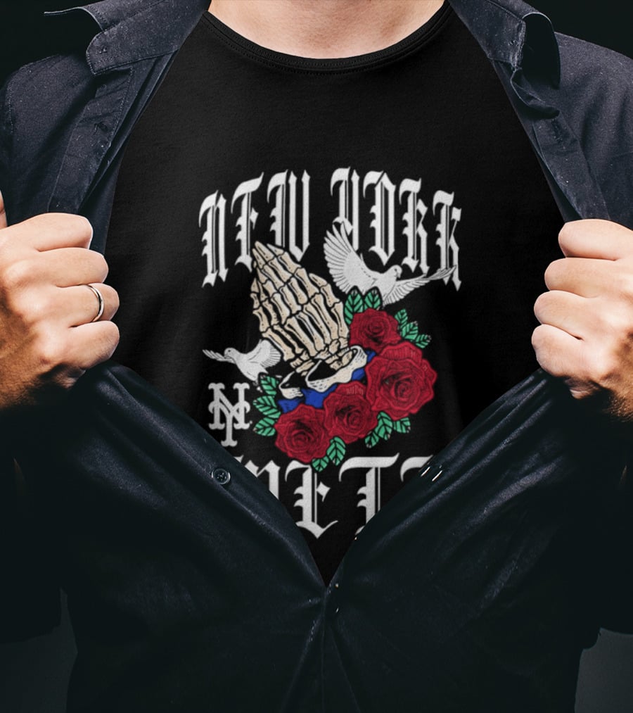 New York Mets Gothic Bloom With Doves And Roses Halloween 2026 T-Shirt