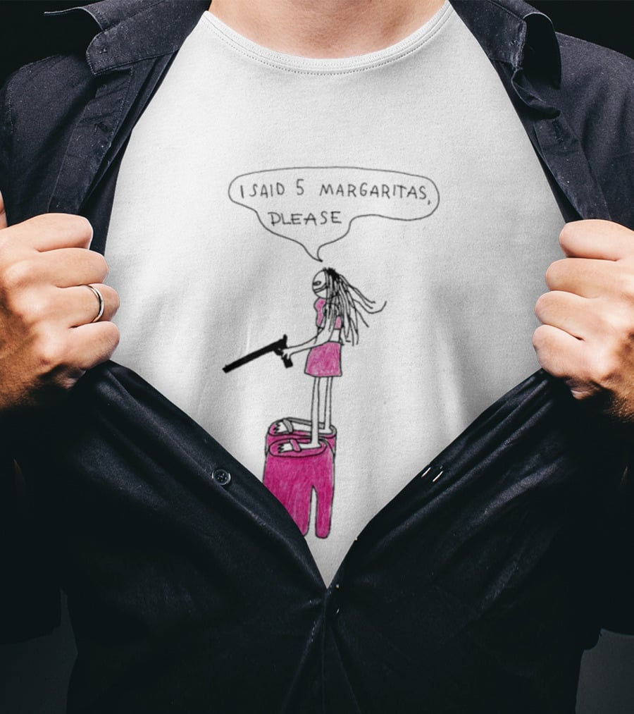 I Said 5 Margaritas Please Funny Stick Figure Woman On Chair T-Shirt