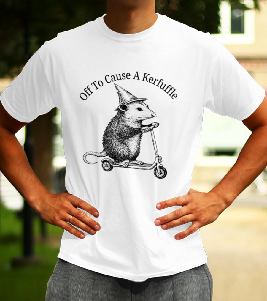 Off To Cause A Kerfuffle Opossum Wizard Hat Scooter T-Shirt