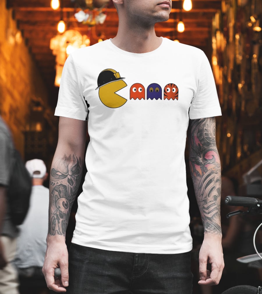 Pacman Hard Hat Ghosts Retro Gaming T-Shirt