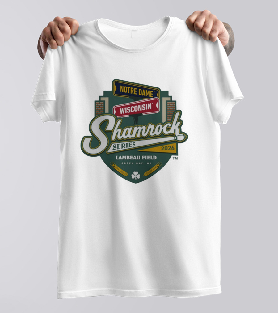 Notre Dame Wisconsin Shamrock Series 2026 Lambeau Field Green Bay WI T-Shirt