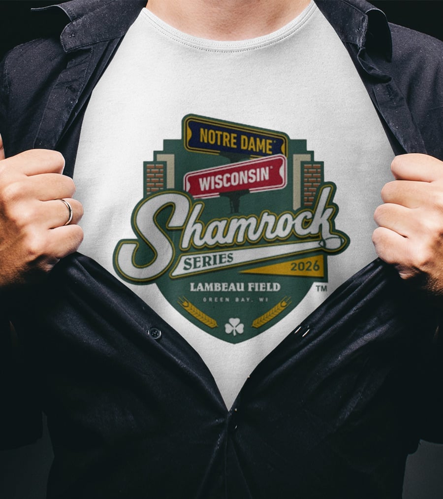 Notre Dame Wisconsin Shamrock Series 2026 Lambeau Field Green Bay WI T-Shirt