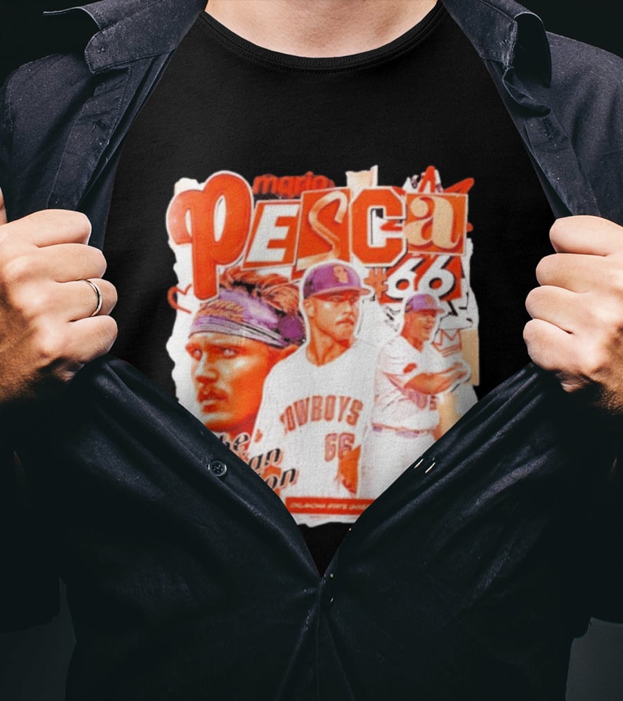 Mario Pesca 66 Oklahoma State Cowboys The Italian Stallion OSU Baseball T-Shirt