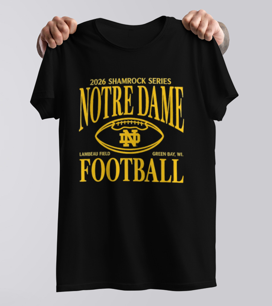 Notre Dame 2026 Shamrock Series Lambeau Field Green Bay WI Football T-Shirt