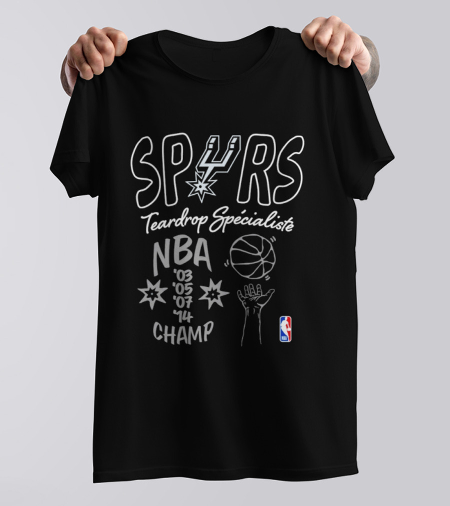San Antonio Spurs Teardrop Specialist NBA 03 05 07 14 Champ T-Shirt