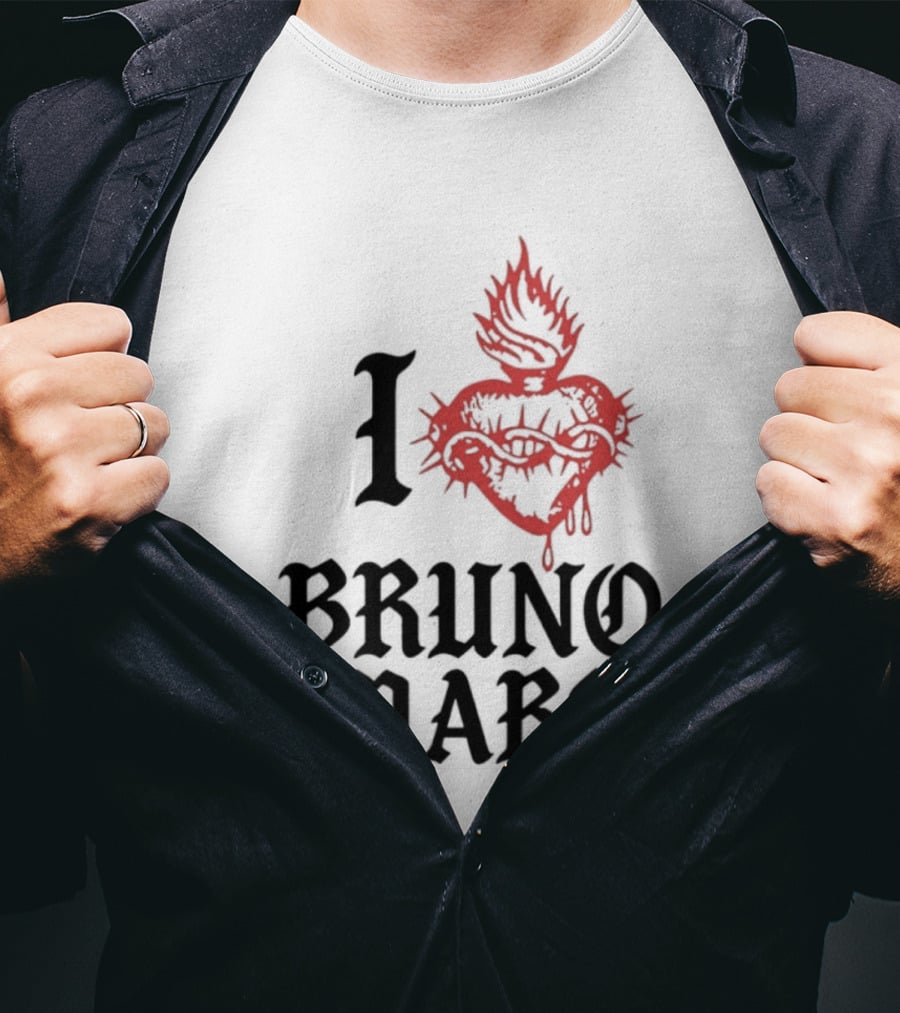 I Heart Bruno Mars Romantic Tour Flame Heart T-Shirt
