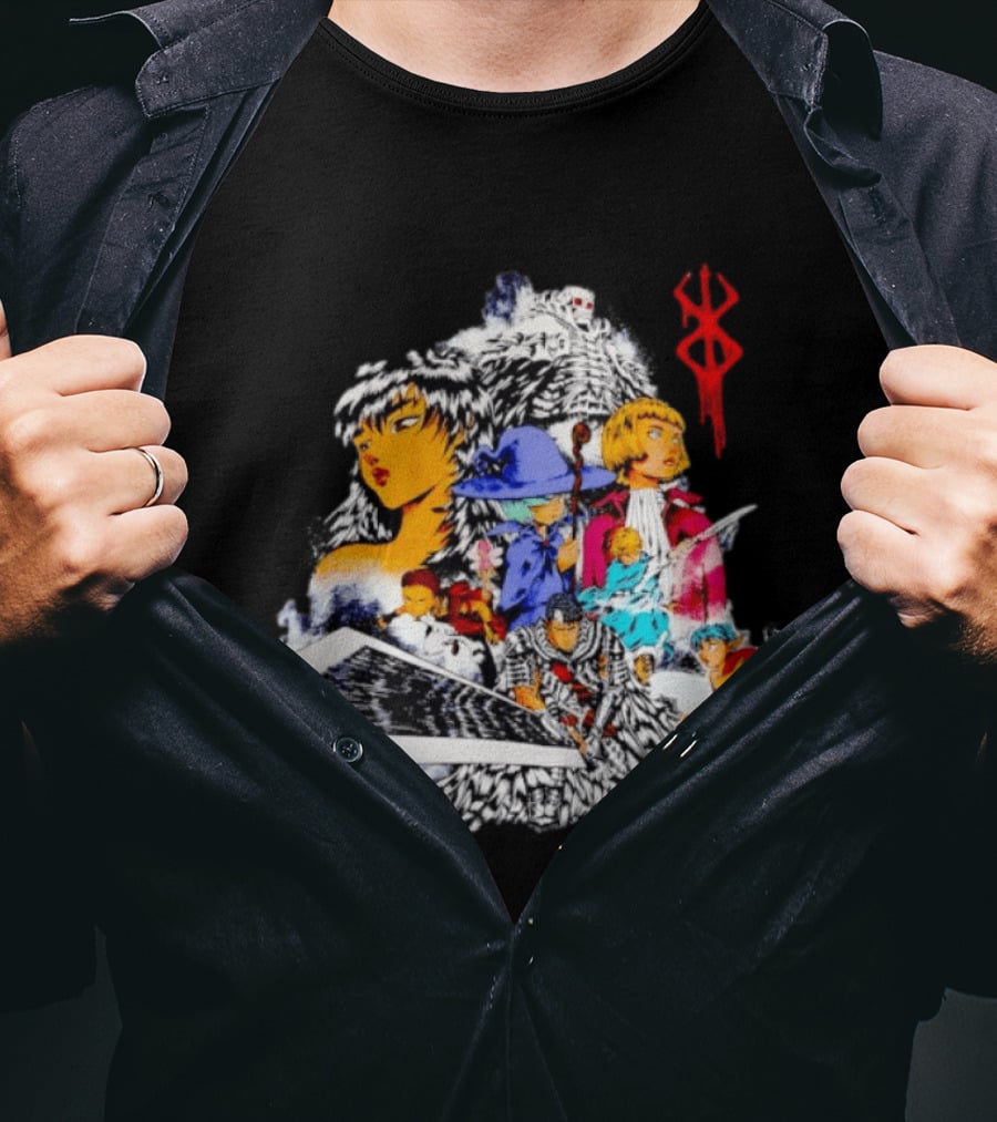 Berserk Guts Griffith Casca Schierke Puck Isidro Farnese Iconic Manga Characters T-Shirt