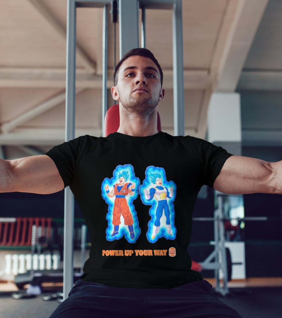 Burger King Dragon Ball Super Power Up Your Way Collaboration Featuring Iconic Saiyan Characters T-Shirt