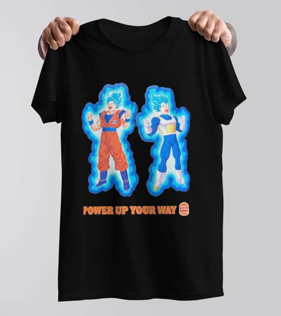 Burger King Dragon Ball Super Power Up Your Way Collaboration Featuring Iconic Saiyan Characters T-Shirt