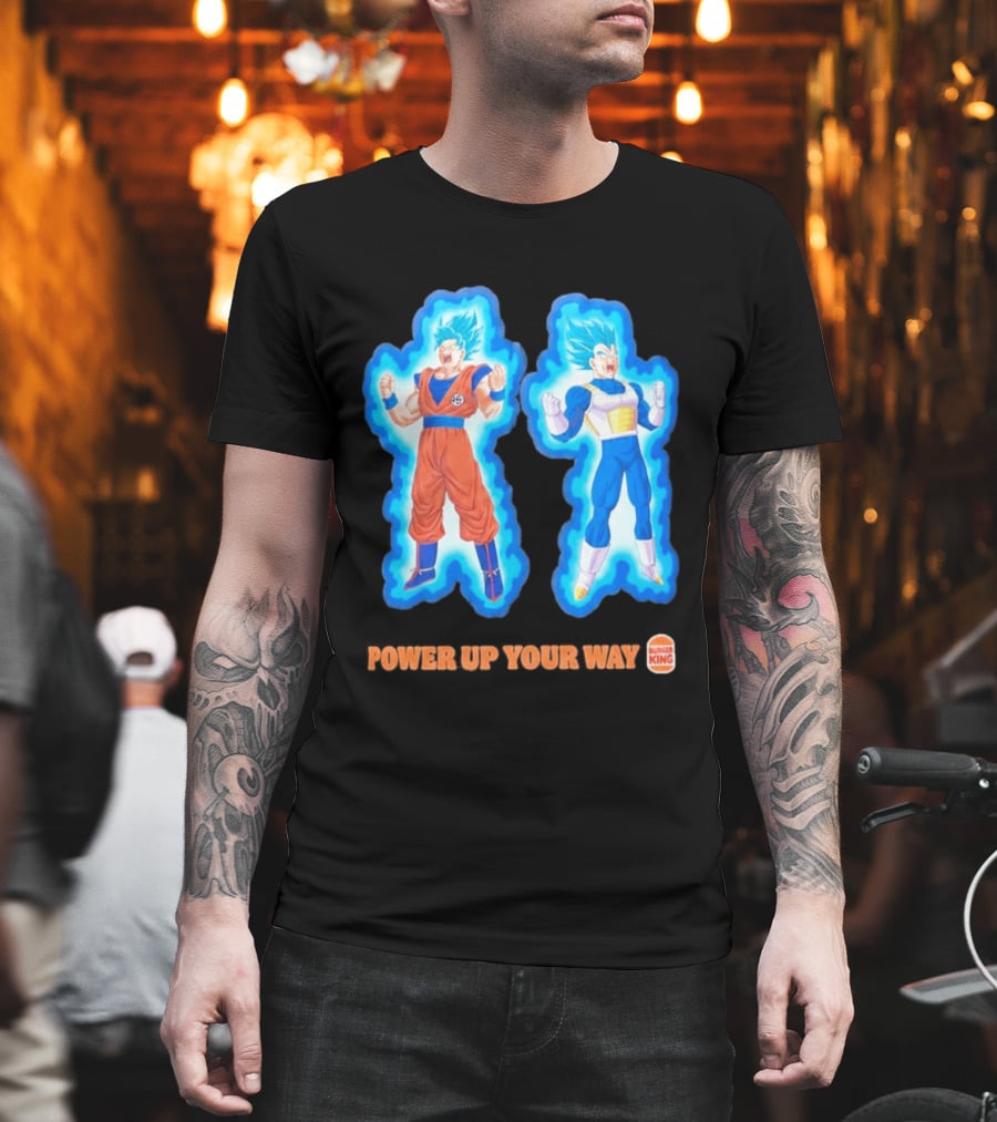 Burger King Dragon Ball Super Power Up Your Way Collaboration Featuring Iconic Saiyan Characters T-Shirt