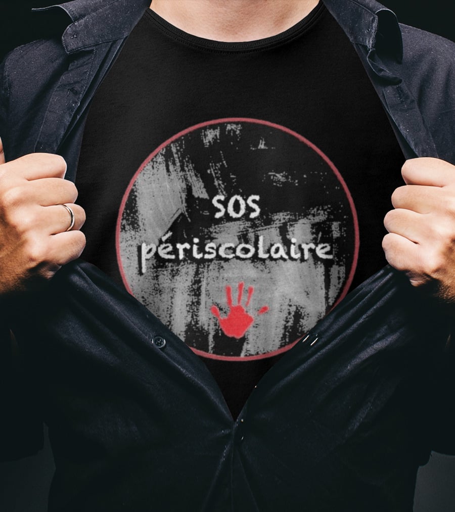 SOS Périscolaire Handprint Red And Black Circle T-Shirt
