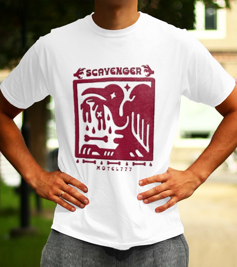 Scavenger Motel 777 Bird Design With Bones And Droplets T-Shirt
