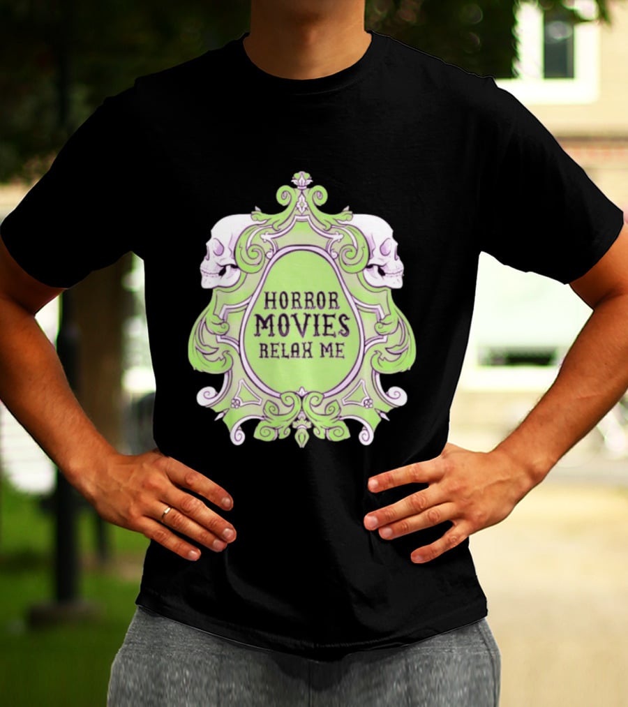 Horror Movies Relax Me Spooky Aesthetic Skulls Gothic Frame T-Shirt