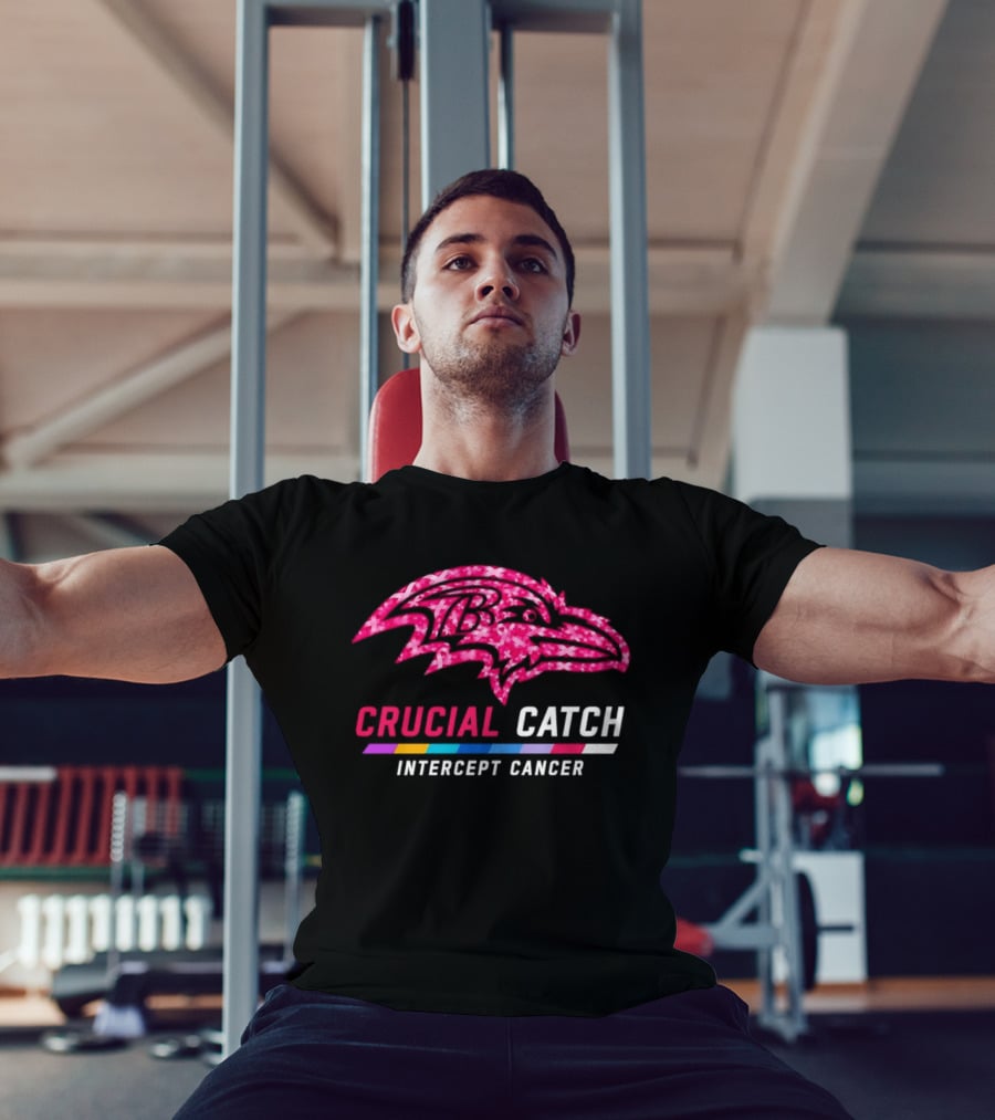 Baltimore Ravens Crucial Catch Intercept Cancer 2026 Pink Awareness Campaign T-Shirt