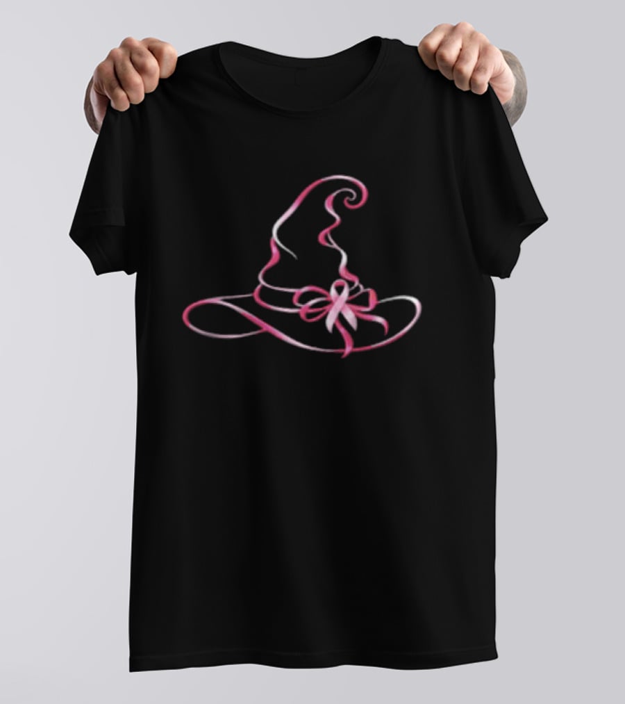 Breast Cancer Awareness Pink Ribbon Witch Hat T-Shirt