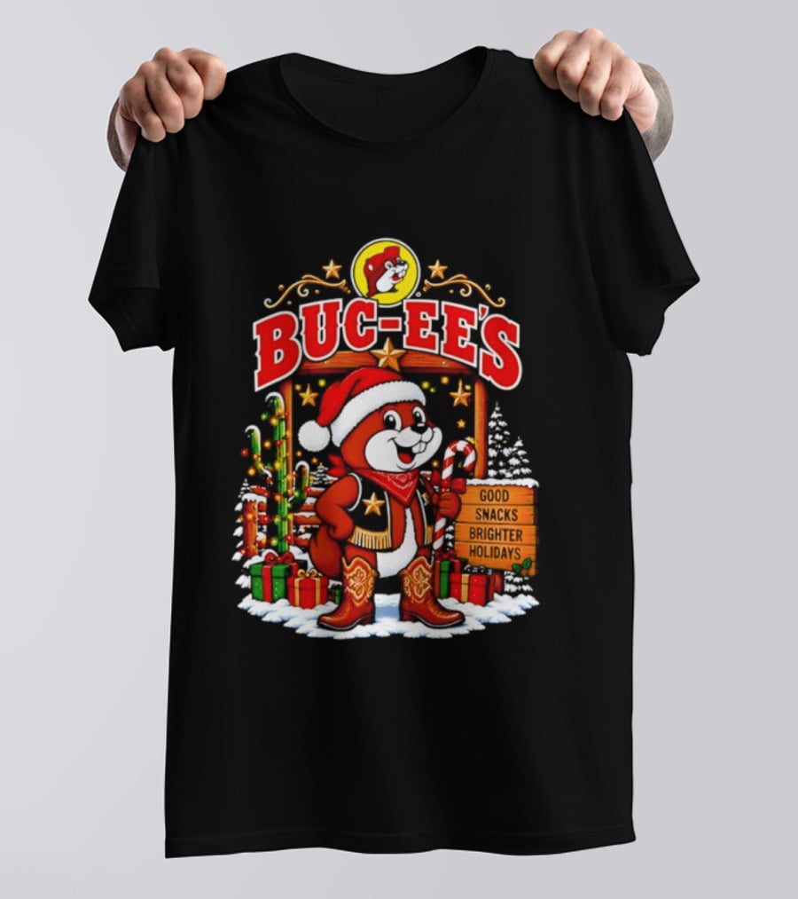 Buc Ee's Sleighs The Holidays Good Snacks Brighter Days Christmas T-Shirt