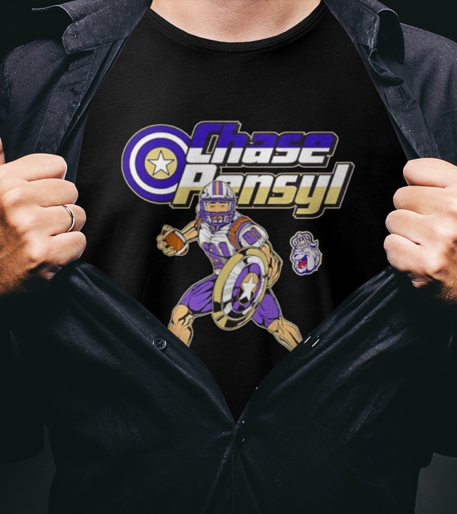 Chase Pensyl James Madison Dukes Football Superhero T-Shirt