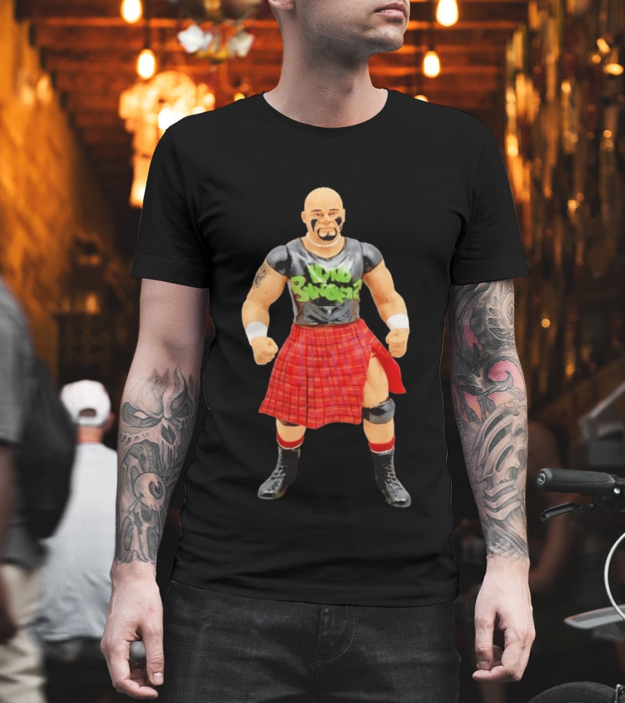 Loud Knockers Wrestling Figure In Red Plaid Skirt T-Shirt