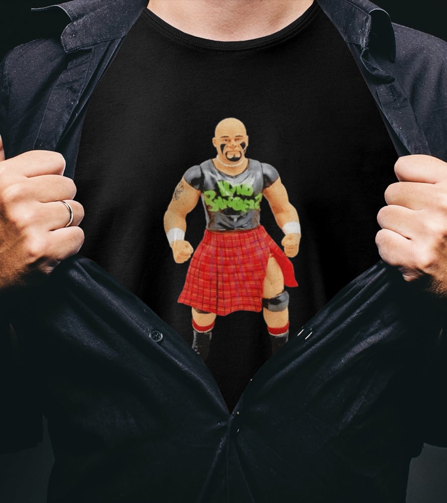 Loud Knockers Wrestling Figure In Red Plaid Skirt T-Shirt