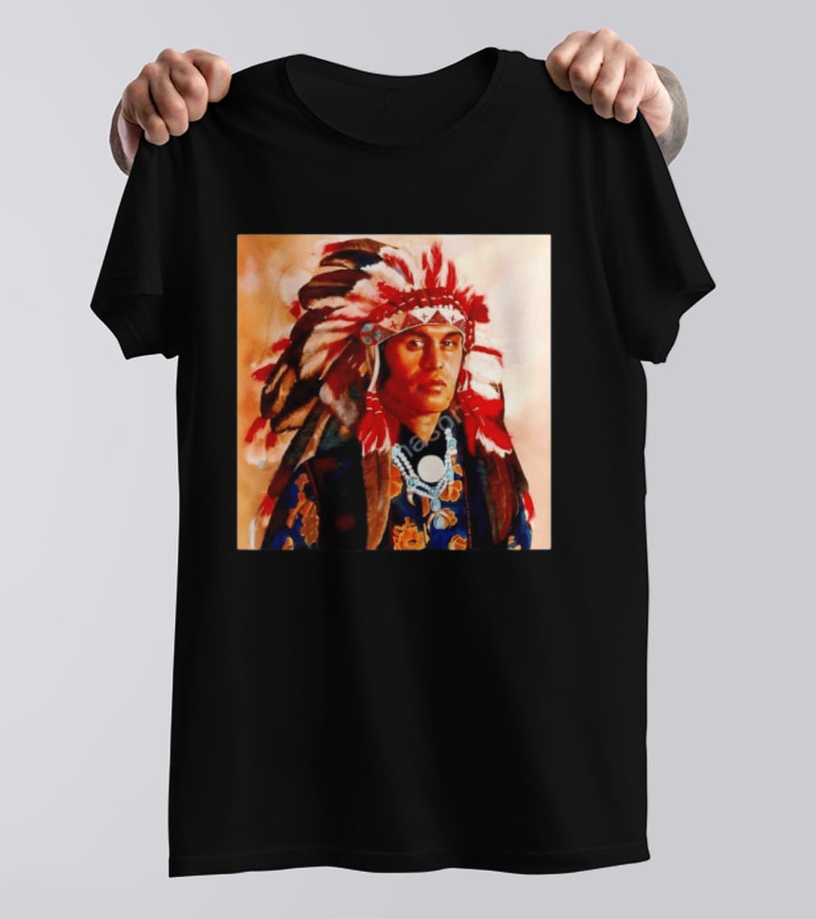 Chief Kirk Native American Indigenous Headdress And Traditional Attire T-Shirt