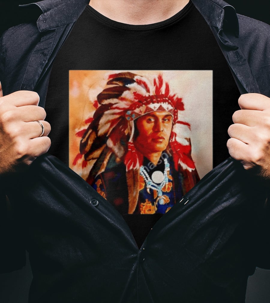 Chief Kirk Native American Indigenous Headdress And Traditional Attire T-Shirt