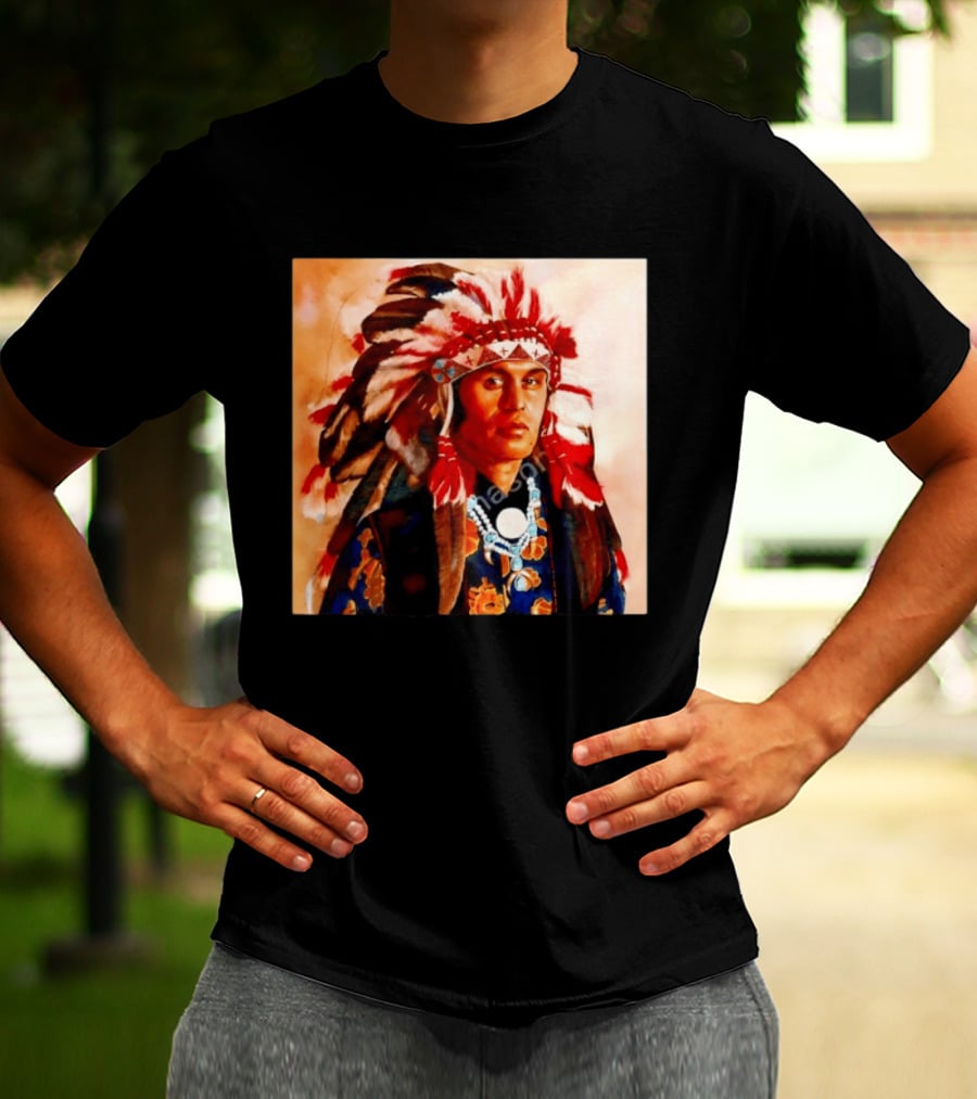 Chief Kirk Native American Indigenous Headdress And Traditional Attire T-Shirt