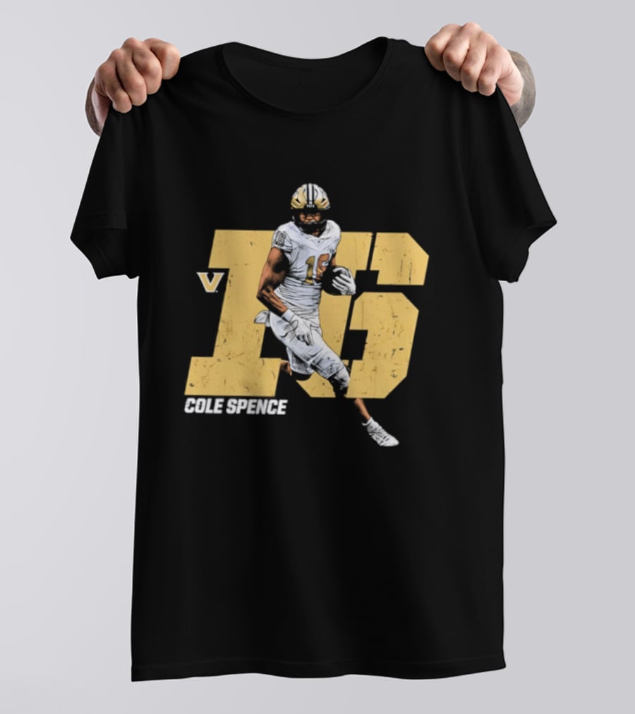 Vanderbilt Commodores Cole Spence 16 NCAA Football Player Pose T-Shirt