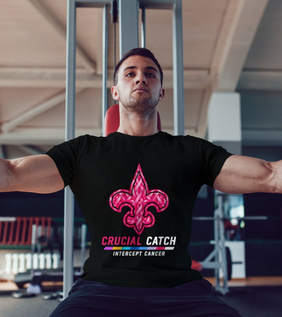 New Orleans Saints Fleur De Lis Crucial Catch Intercept Cancer 2026 T-Shirt