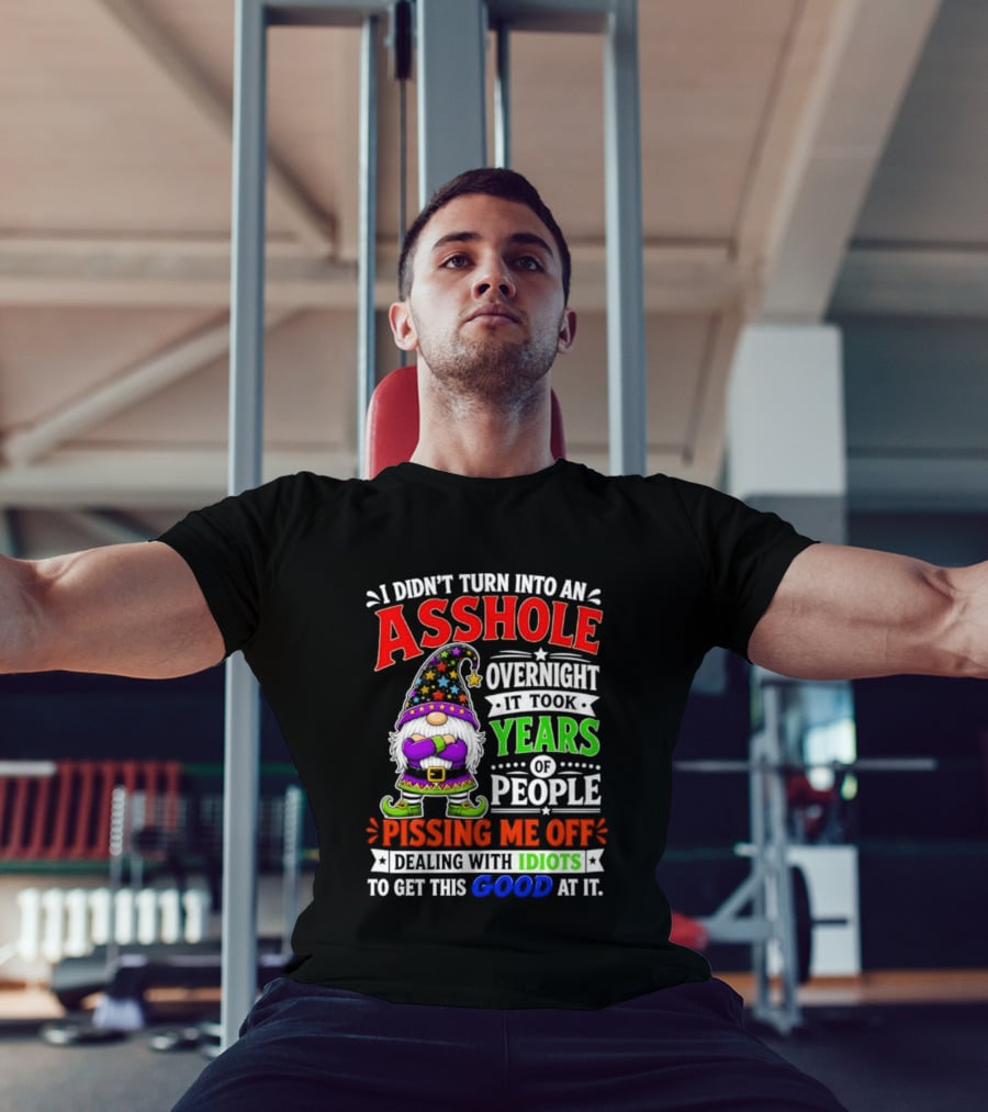 I Didn't Turn Into An Asshole Overnight It Took Years Of People Pissing Me Off Dealing With Idiots Gnome T-Shirt