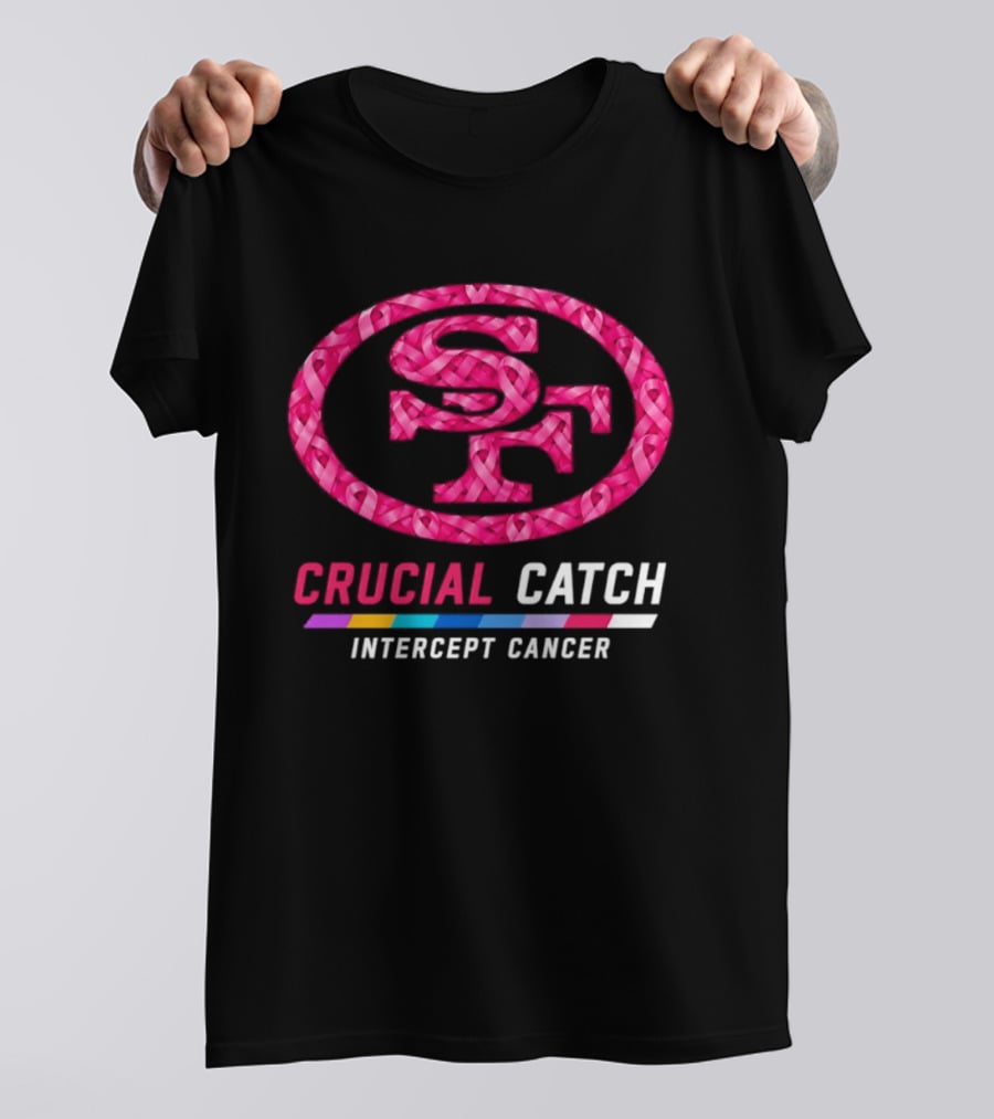 San Francisco 49ers 2026 Crucial Catch Intercept Cancer Pink Ribbon T-Shirt