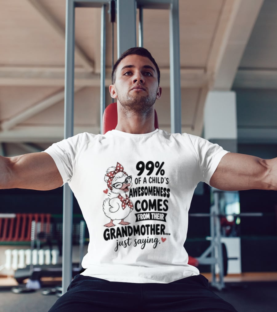 Grandmother Influence 99% Of Child's Awesomeness Just Saying Red Heart Cartoon T-Shirt