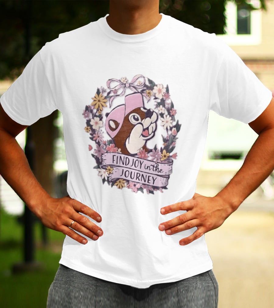 Buc Ee's Find Joy In The Journey Beaver Floral Wreath T-Shirt