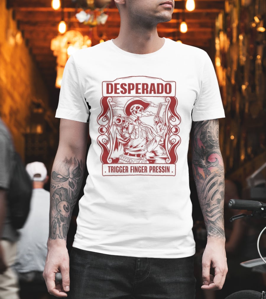 Desperado Trigger Finger Pressing Skeleton T-Shirt