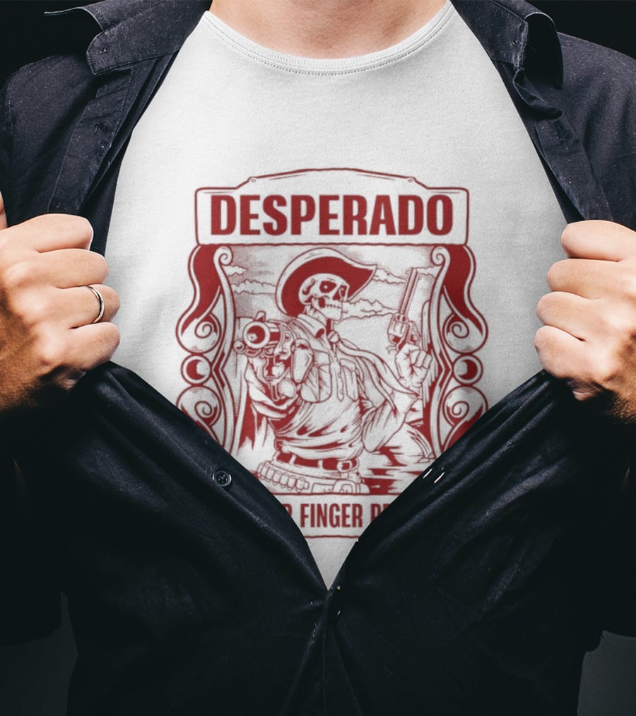 Desperado Trigger Finger Pressing Skeleton T-Shirt