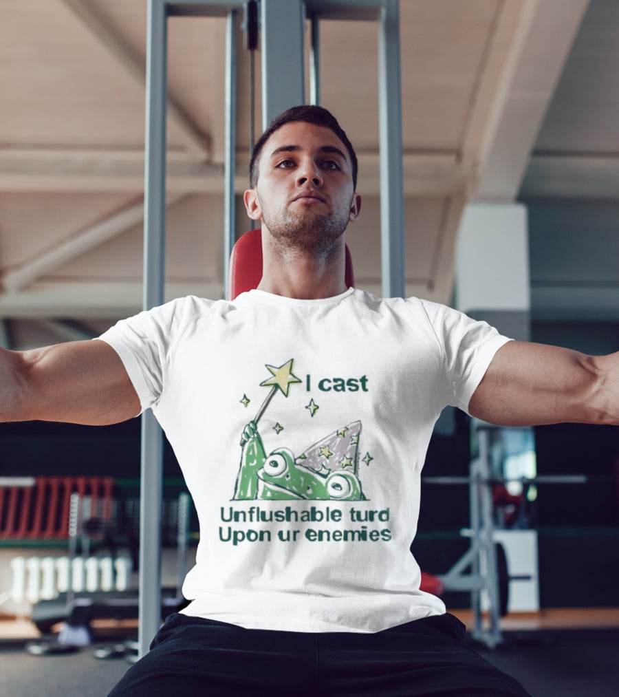 I Cast Unflushable Turd Wizard Frog Hat Enemies Magic Stars T-Shirt