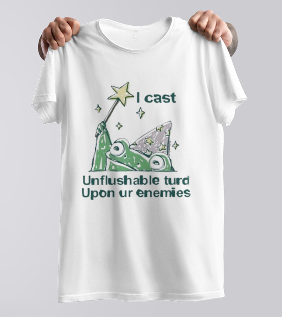 I Cast Unflushable Turd Wizard Frog Hat Enemies Magic Stars T-Shirt