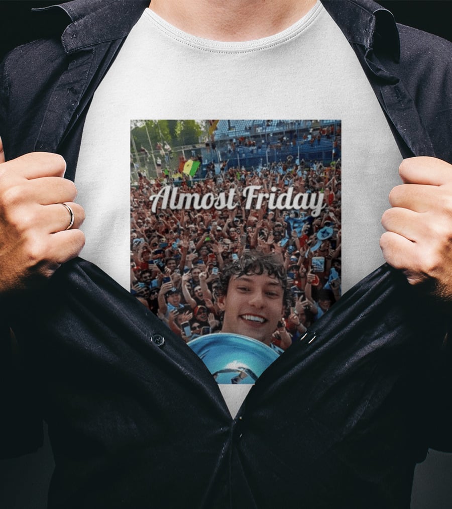 Kimi Antonelli Victory Selfie With Trophy After Winning 2026 Italian Grand Prix At Monza Almost Friday T-Shirt