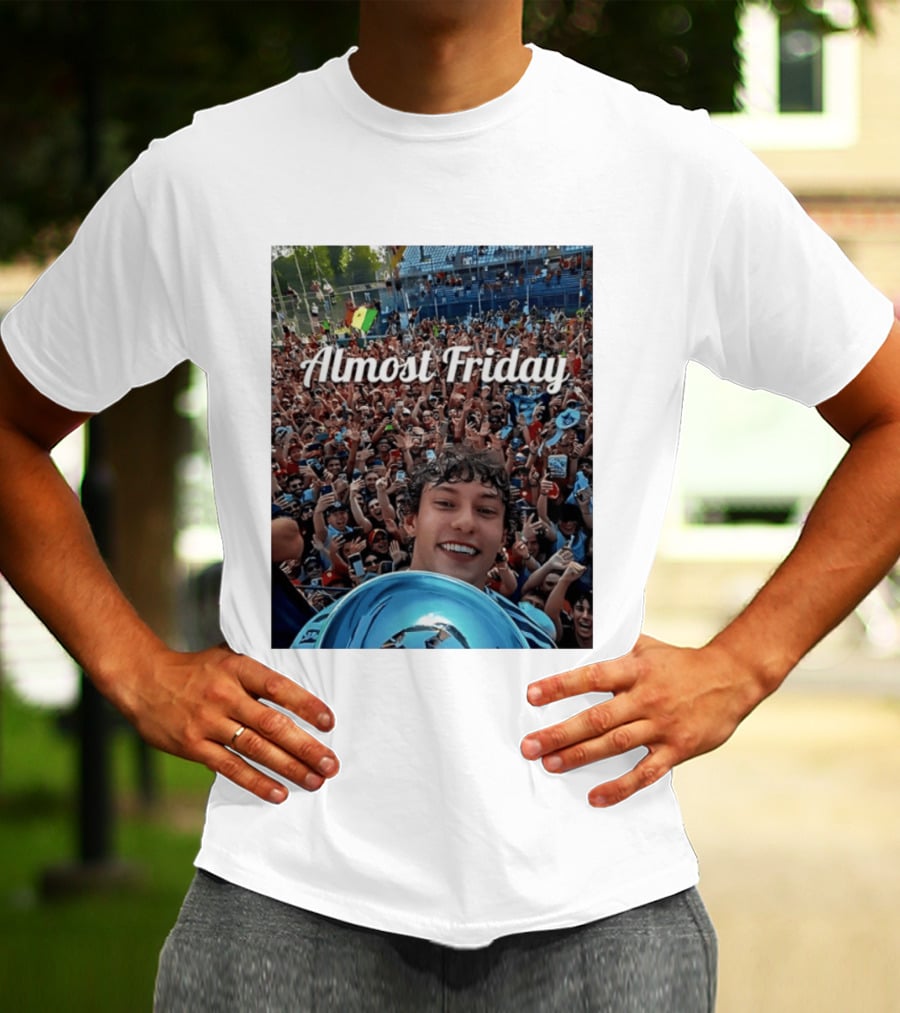 Kimi Antonelli Victory Selfie With Trophy After Winning 2026 Italian Grand Prix At Monza Almost Friday T-Shirt