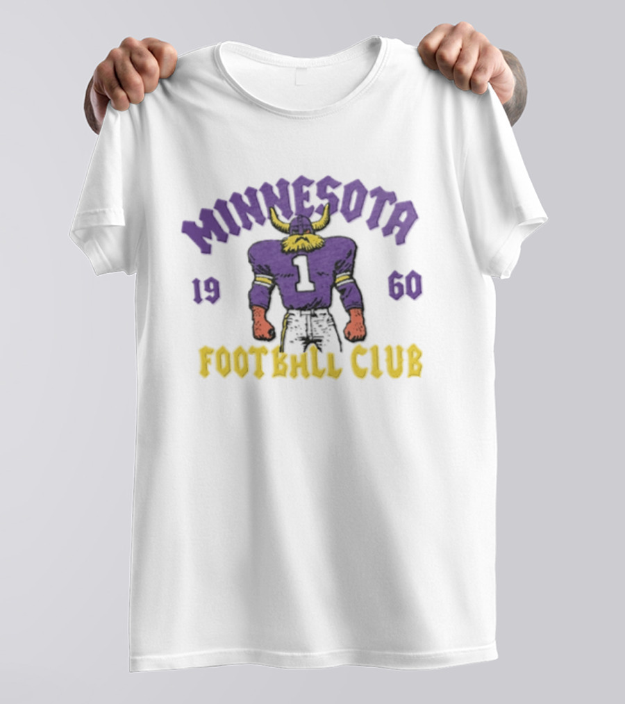 Minnesota Vikings 1960 Football Club Retro Horned Player Purple Yellow T-Shirt