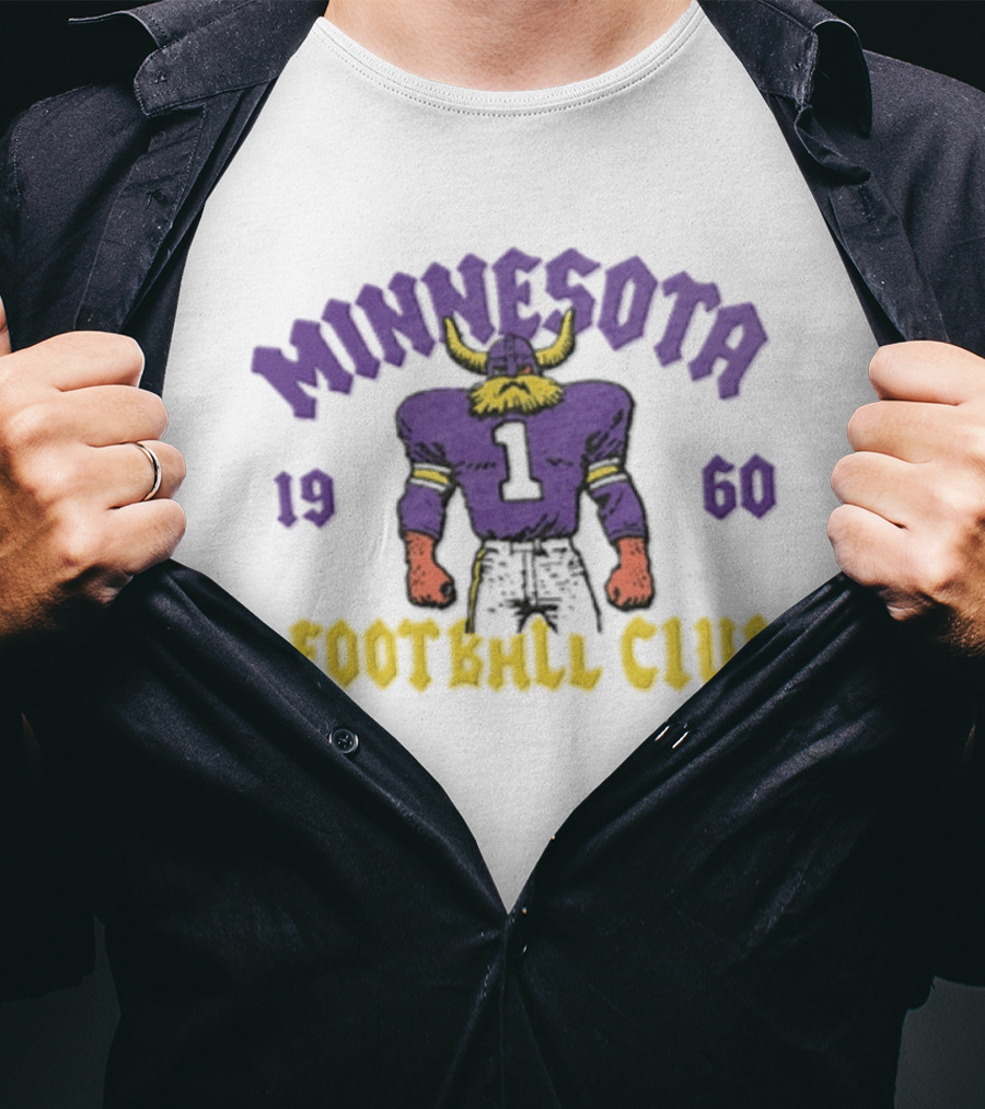 Minnesota Vikings 1960 Football Club Retro Horned Player Purple Yellow T-Shirt