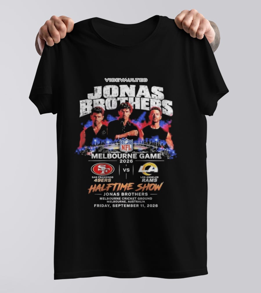 Viewvaulted Jonas Brothers Melbourne Game 2026 49ers Vs Rams Halftime Show September 19 T-Shirt
