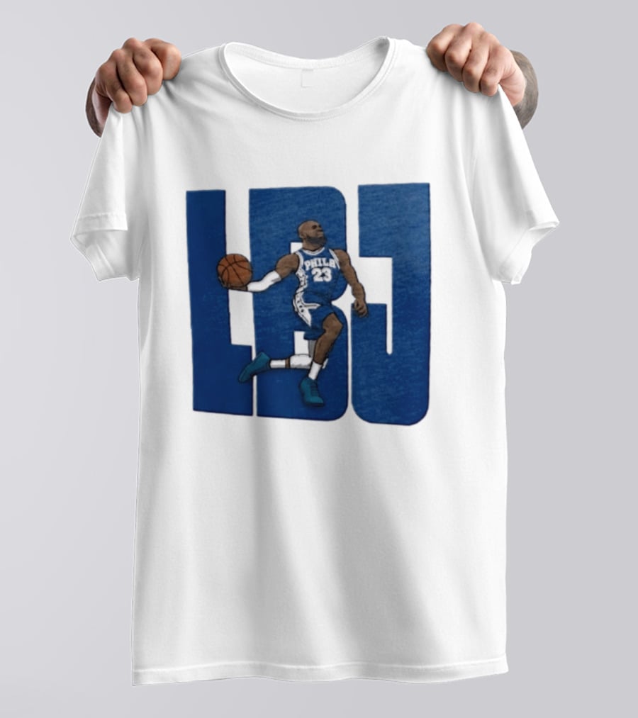 Philadelphia 76ers LBJ 23 Dribbling Basketball Caricature T-Shirt