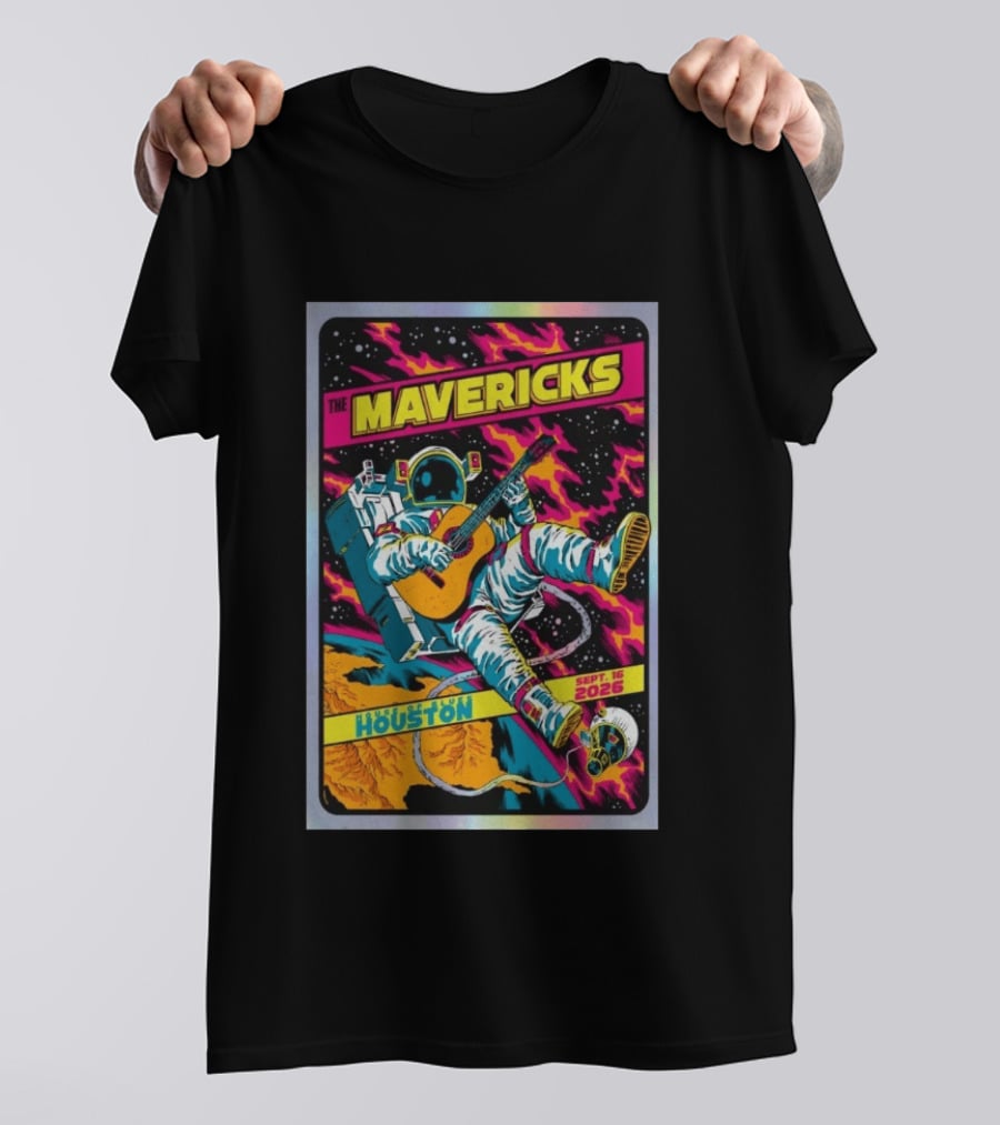 The Mavericks Houston Space Astronaut Guitar Sep 16 2026 House Of Blues T-Shirt