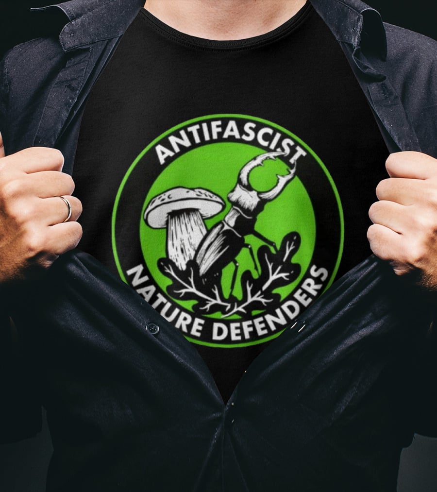 Antifascist Nature Defenders Mushroom Beetle T-Shirt